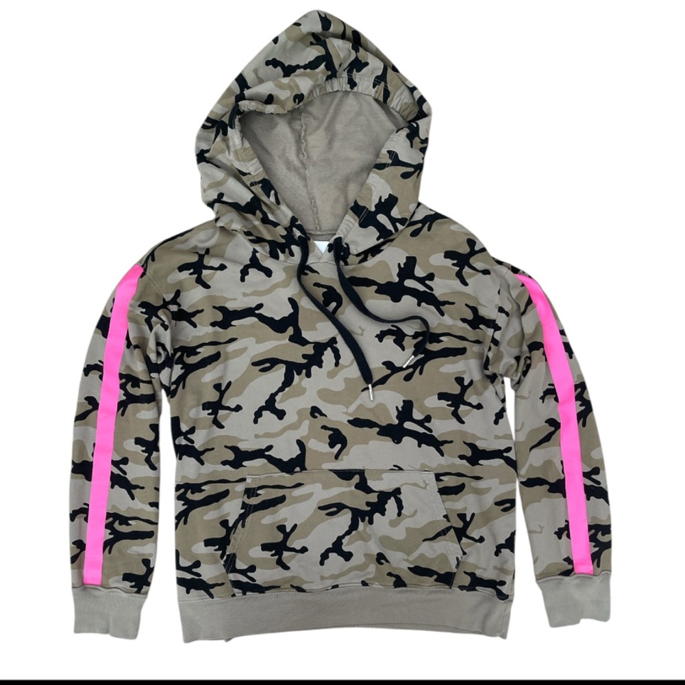 Found Camo Hoodie Pink Stripe Y2K Streetwear Size M